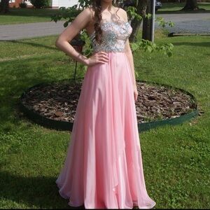 Pink Strapless Prom Dress